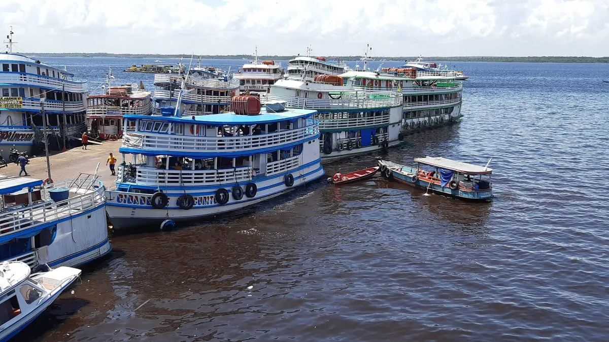 Passenger boats at the commercial port in Manaus