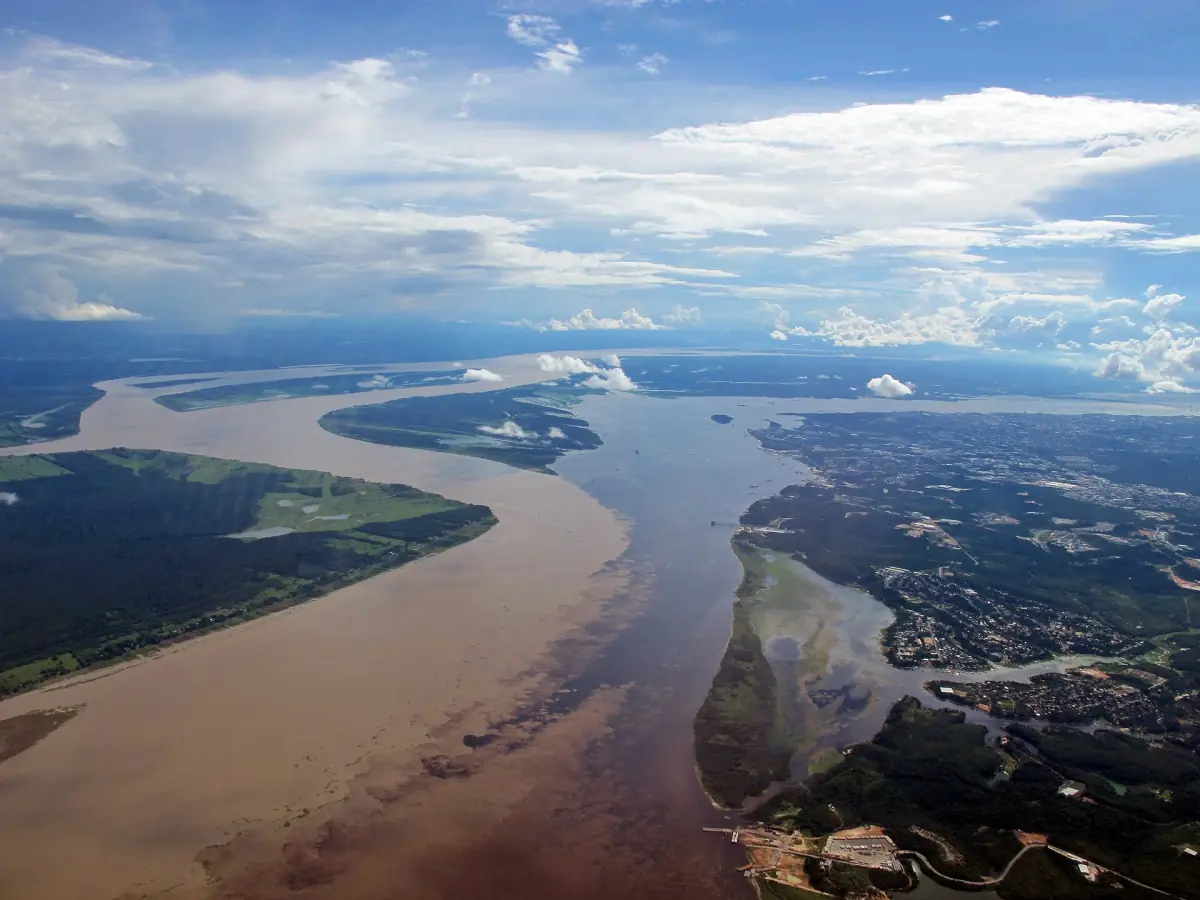 The Meeting of the Waters near Manaus from the air